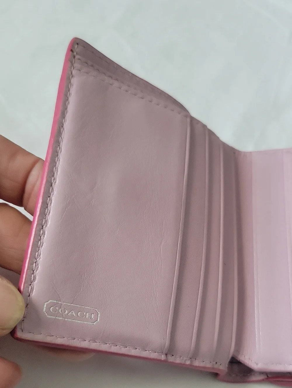 Coach Pink Patent Leather Small Wallet with Silver Turnlock